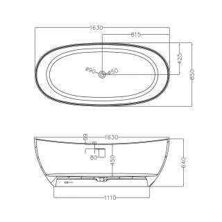 Ванна из искусственного камня ABBER Stein AS9615-1.6 163x85см белый матовый